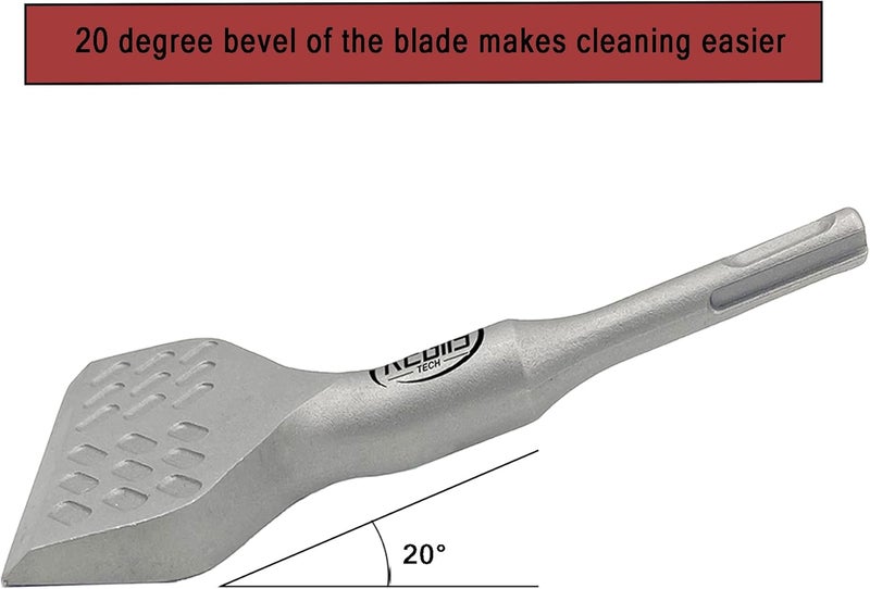 Regiis Tech SDS Plus Floor Scraper 4 in. x 11 in. Wide Angled Flooring Adhesives Remover, Cranked Thinset Removal Chisel Tool - Image 3